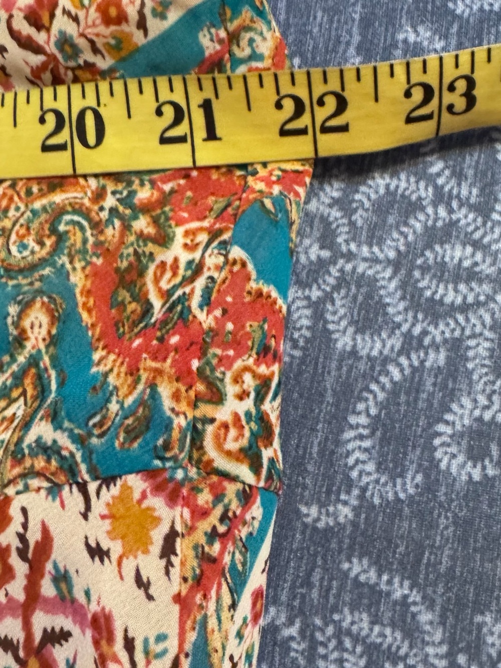 Chaps Teal and Mustard Paisley Print Godet style Skirt size Large - Picture 6 of 9